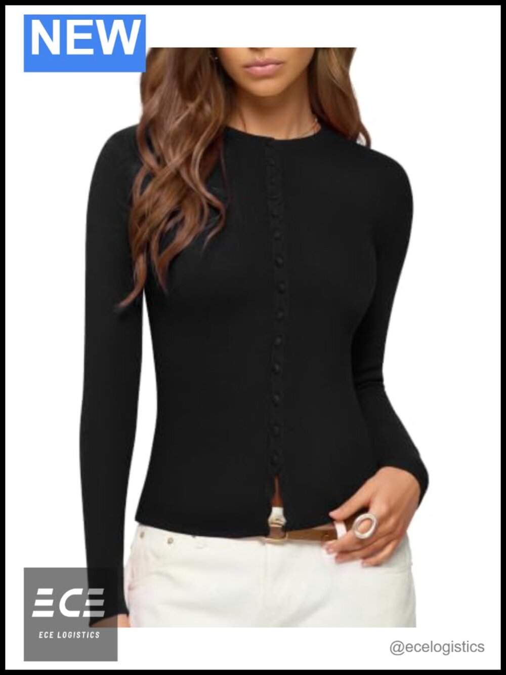 Cashmere Blend Crewneck Cardigan Sweater Slim Fit Fall